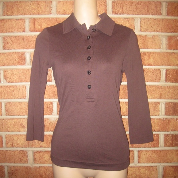 Tory Burch Tops - NWT Tory Burch ¾ Sleeve Brown Polo